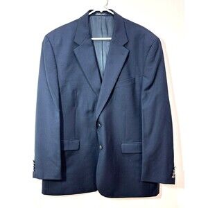 Michael Kors Navy Blue 100% Wool Blazer 46R Sport Coat Silver Crest Academia